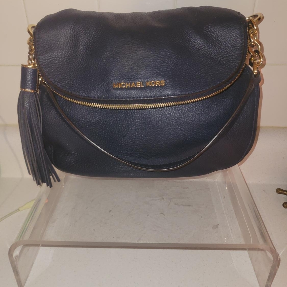 Michael Kors Navy Leather Shoulder Bag - Picture 3 of 8